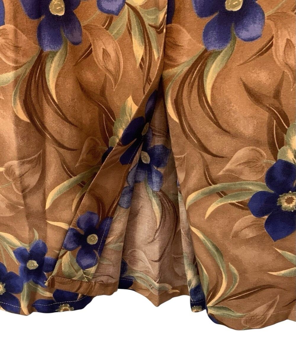 Vintage Sag Harbor Maxi Skirt Womens Sz Lg Brown/Blue Floral Button Front Boho - Picture 3 of 7
